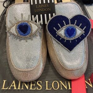 Silver and Blue Embellished Women's Mules.